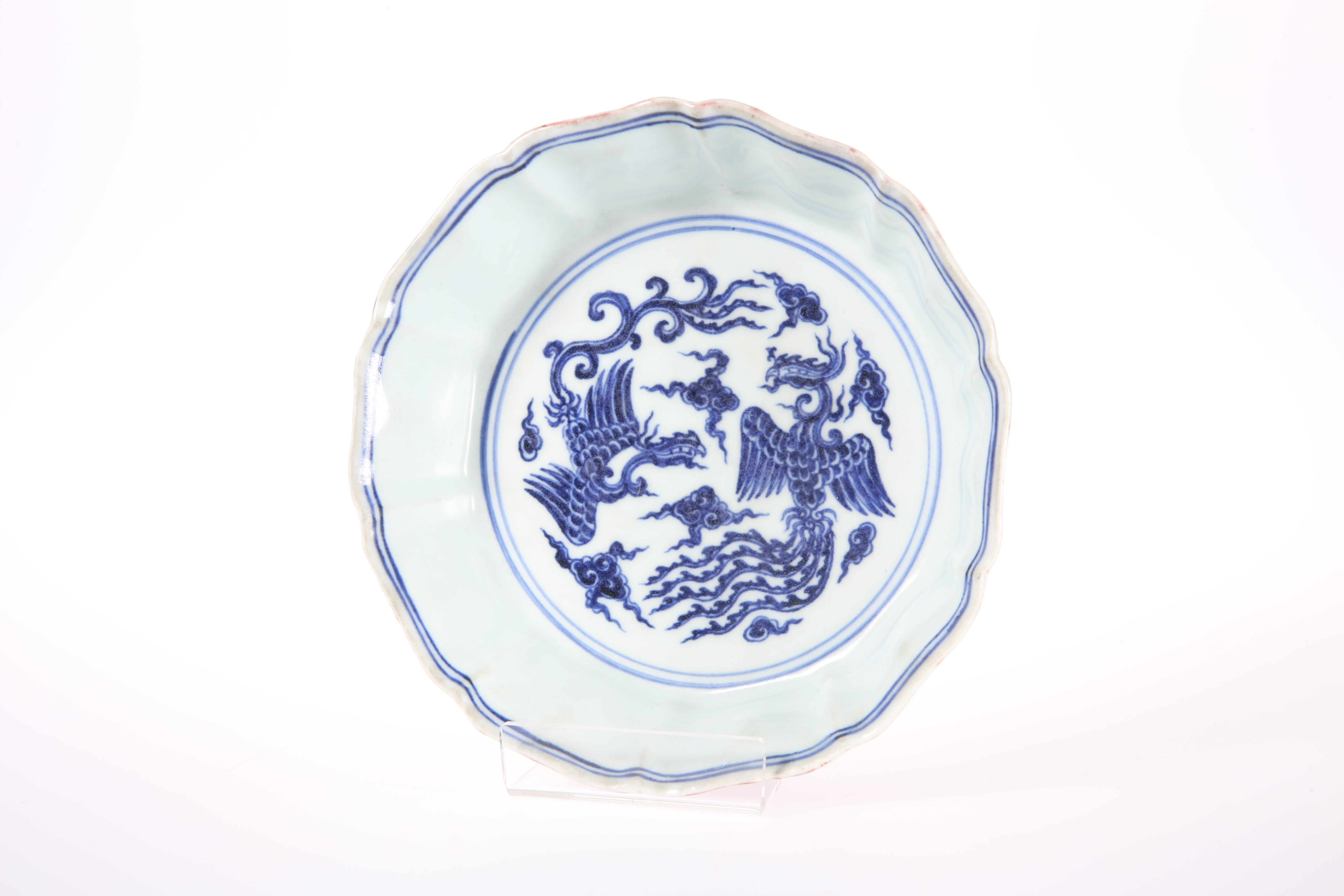 A CHINESE BLUE AND WHITE DOUBLE PHOENIX BOWL