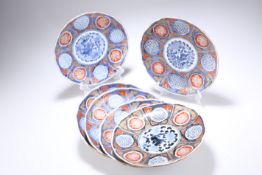 A SET OF SIX IMARI SHALLOW DISHES