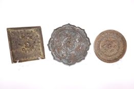 THREE CHINESE BRONZE MIRRORS, 19TH CENTURY. Largest 18cm diameter