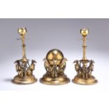 A VICTORIAN BRASS DESK GARNITURE