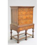 AN EARLY 18TH CENTURY OAK CHEST ON STAND