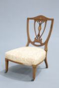 A VICTORIAN INLAID NURSING CHAIR,