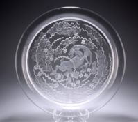 A LARGE LALIQUE CLEAR AND FROSTED GLASS CHARGER