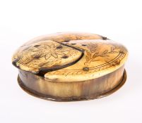 AN EARLY 19TH CENTURY HORN SNUFF BOX