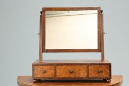 A GEORGE III MAHOGANY DRESSING TABLE MIRROR