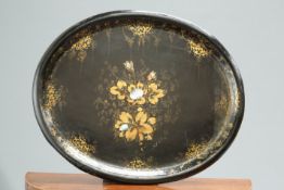 A LARGE VICTORIAN PAPIER-MACHE TRAY