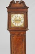 A GEORGE III POLLARD OAK THIRTY-HOUR LONGCASE CLOCK