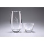 TWO ORREFORS GLASS VASES