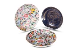 TWO CHINESE FAMILLE ROSE SAUCER DISHES