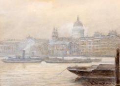 WALTER DUNCAN (1848-1932), BARGES ON THE RIVER THAMES