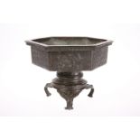 A JAPANESE MEIJI PERIOD BRONZE BOWL ON STAND