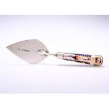A VICTORIAN SILVER AND PORCELAIN TROWEL