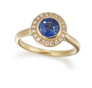 AN 18CT SAPPHIRE AND DIAMOND RING