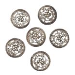 A CASED SET OF LATE VICTORIAN SILVER BUTTONS