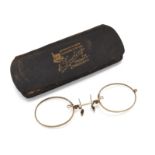 A PAIR OF GOLD PLATED PINCE-NEZ