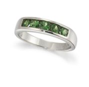 A PLATINUM DEMANTOID GARNET RING