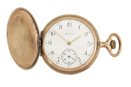 A ROLLED GOLD ELGIN HUNTER POCKET WATCH