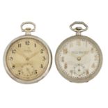 TWO STEEL ART DECO POCKET WATCHES