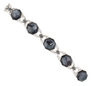 A STEPHEN WEBSTER 18CT BRACELET SET WITH DIAMONDS, HAEMATITE AND GREY HARDSTONES