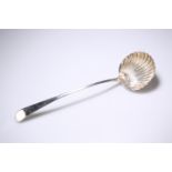 A GEORGE III SCALLOP SHELL SILVER LADLE