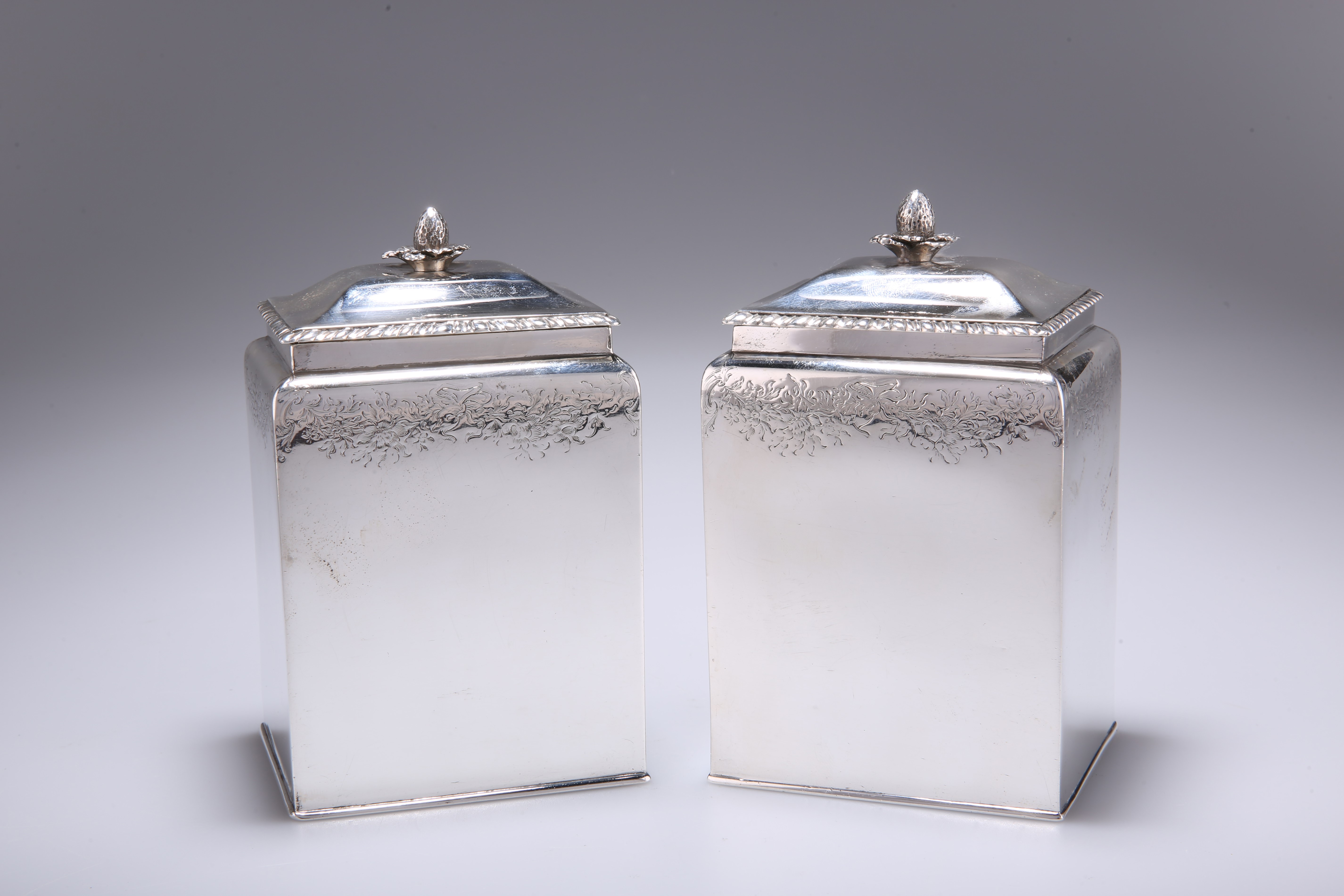 A PAIR OF GEORGE III SILVER CADDIES, by William Abdy I, London 1762