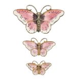 A NORWEIGAN SILVER BUTTERFLY BROOCH BY HROAR PRYDZ AND TWO OTHERS SIMILAR