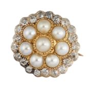 A DIAMOND AND SPLIT PEARL BROOCH/PENDANT