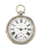 A STEEL OPEN FACED POCKET WATCH