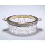 A RUSSIAN SILVER-MOUNTED CUT-GLASS DISH