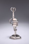 A RARE GEORGE I CAST SILVER SNUFFERS STAND