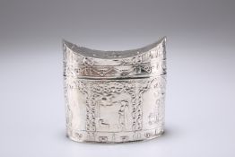 A DUTCH SILVER TEA CADDY