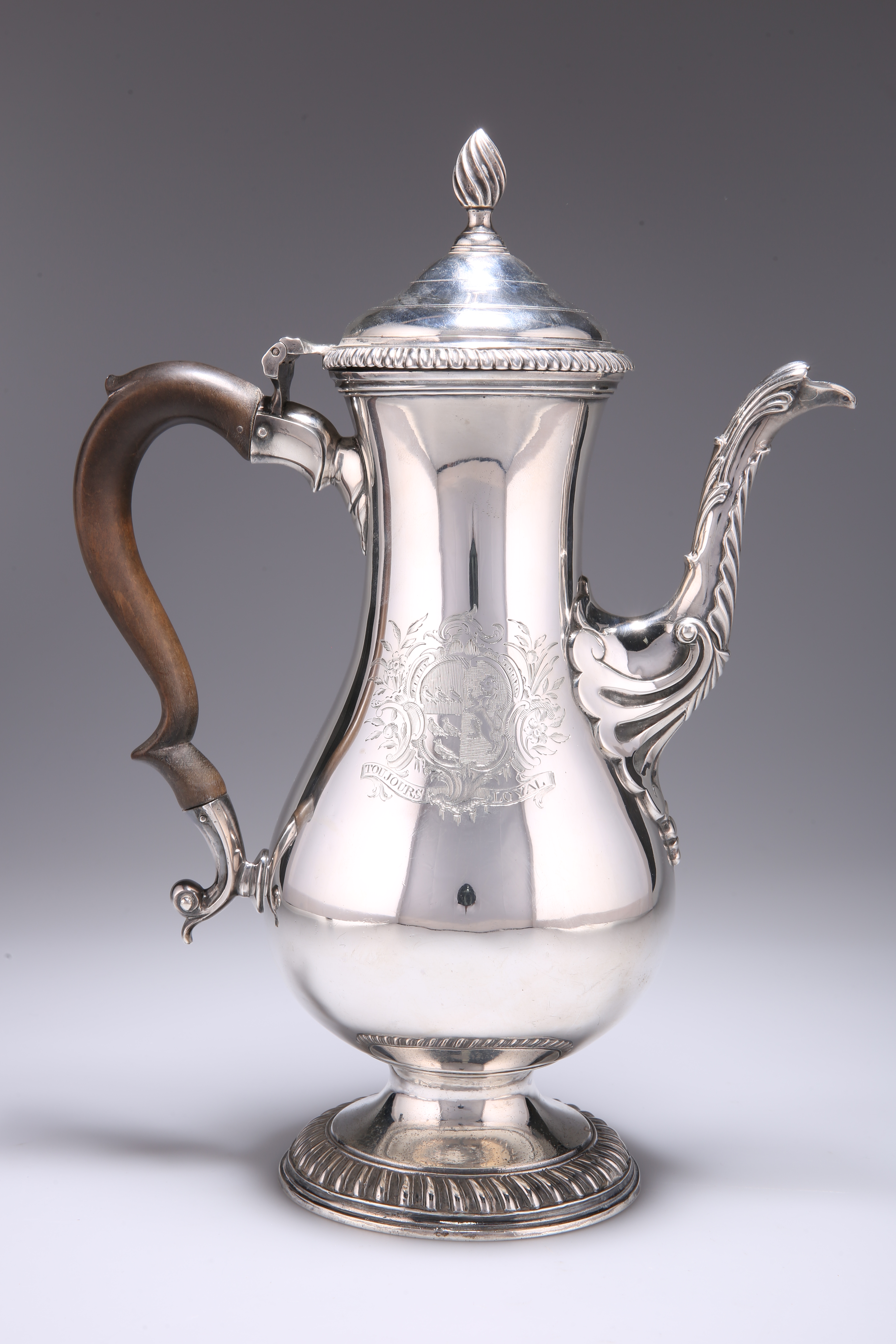 A GEORGE III SILVER COFFEE POT