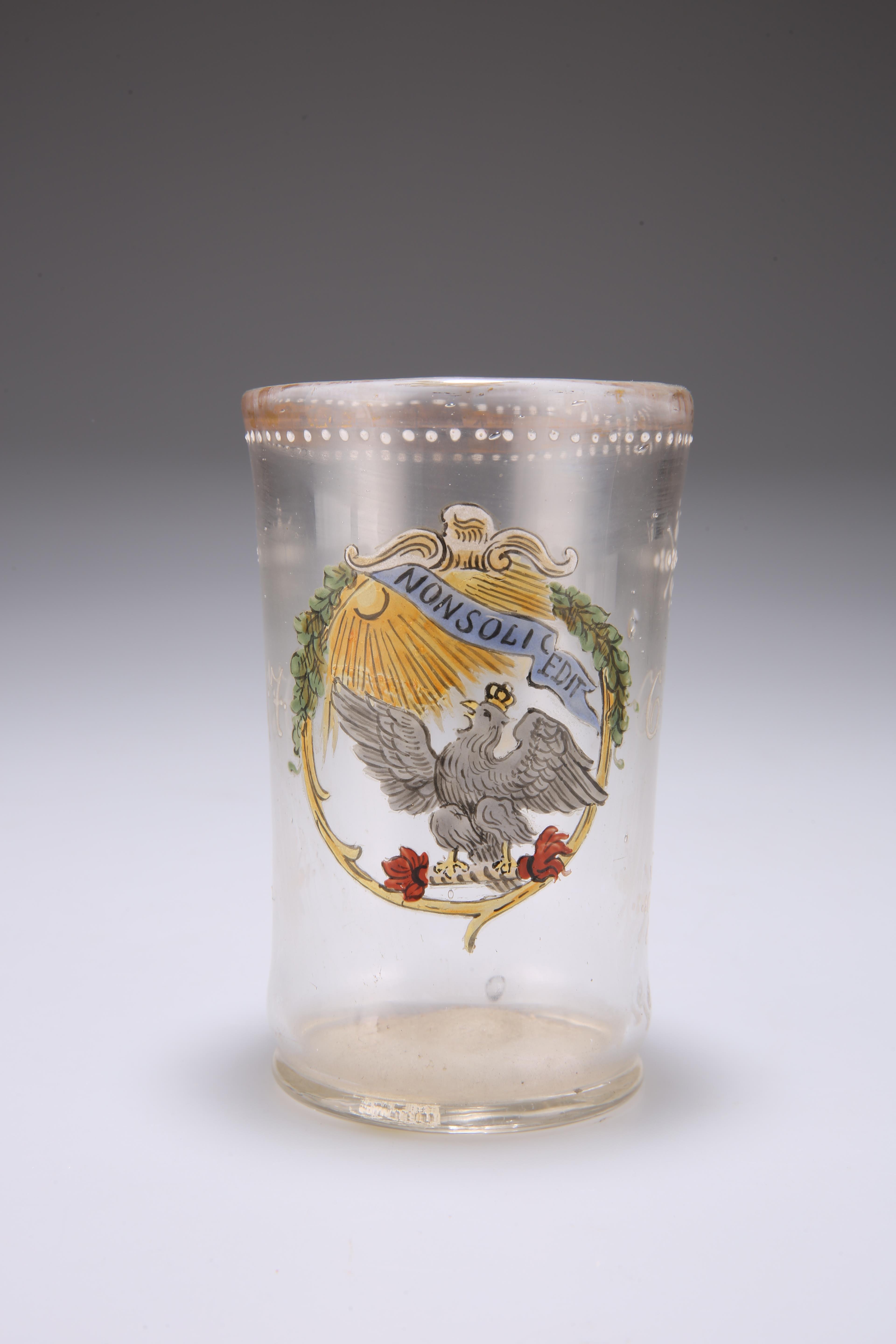 A SAXON ENAMEL PAINTED GLASS BEAKER