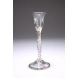 A CORDIAL GLASS, the long stem with airtwist and domed foot. 15cm Provenance: The Chris Crabtree