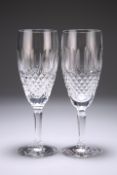 A PAIR OF WATERFORD CUT-GLASS WINES, with hobnail and slice cutting, signed. 18.9cm Provenance: