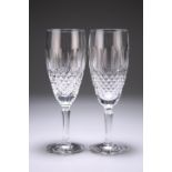 A PAIR OF WATERFORD CUT-GLASS WINES, with hobnail and slice cutting, signed. 18.9cm Provenance: