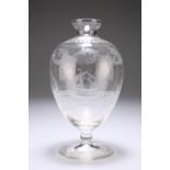 A VENETIAN GLASS VASE (OR CARAFE), LATE 19TH CENTURY, the shouldered ovoid body etched with lagoon