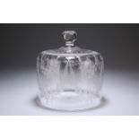 A BACCARAT GLASS CHEESE COVER, the dome etched with floral garlands, the top etched with a band of