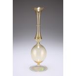 A LAUSCHA GLASS VASE, MID-20TH CENTURY, with bulbous lower section and long neck, raised on a