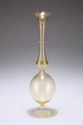 A LAUSCHA GLASS VASE, MID-20TH CENTURY, with bulbous lower section and long neck, raised on a