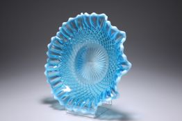 TWO BLUE PEARLINE GLASS SERVING DISHES, LATE 19TH CENTURY