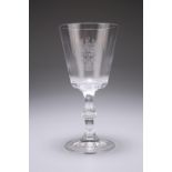 A 20TH CENTURY GLASS GOBLET, the bucket bowl raised on a knopped stem. 17.4cm high Provenance: The