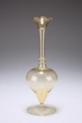 A LAUSCHA GLASS VASE, MID-20TH CENTURY, with bulbous lower section and double-ringed neck, raised on