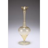 A LAUSCHA GLASS VASE, MID-20TH CENTURY, with bulbous lower section and double-ringed neck, raised on