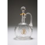A FINE BACCARAT GILDED AND CUT-GLASS DECANTER, RETAILED BY MAISON TOY, PARIS, cut with stylised