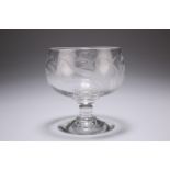 A GEORGIAN ENGRAVED GLASS PEDESTAL BOWL, CIRCA 1810, engraved with foliage. 12cm high Provenance: