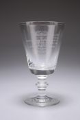 A HEAVY GLASS GOBLET, with deep bucket bowl raised on a single-knopped stem and flat foot. 15.2cm