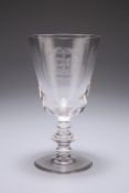 A GLASS GOBLET, the bucket bowl engraved with the arms of the Worshipful Company of Glass Sellers,