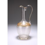 A FINE FRENCH GLASS EWER, 19TH CENTURY, POSSIBLY ST. LOUIS, of Classical shape, decorated with