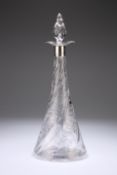 STEVENS & WILLIAMS A SILVER-MOUNTED GLASS DECANTER AND STOPPER, William Comyns & Sons, London